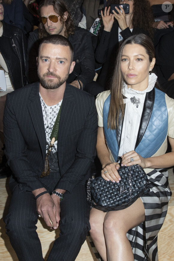 Justin Timberlake et sa femme Jessica Biel - Front Row du défilé de mode PAP femme printemps-été 2020 Louis Vuitton à Paris. Le 1er octobre 2019 © Olivier Borde / Bestimage 