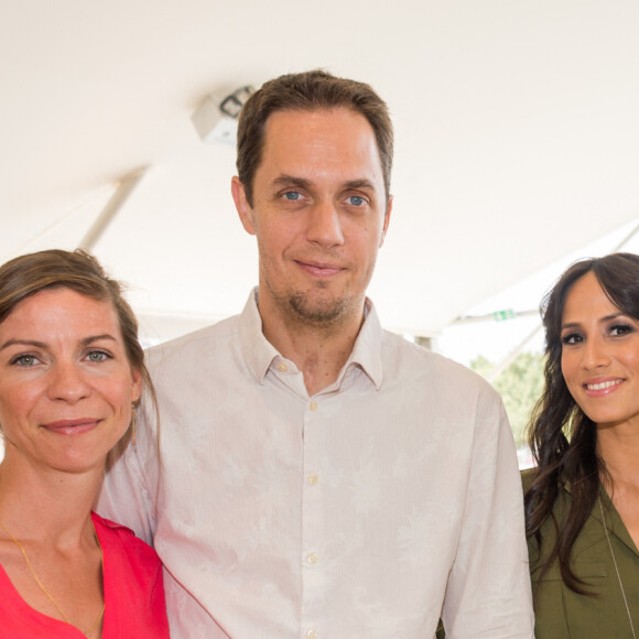 Exclusif - Grand Corps malade (Fabien Marsaud) et sa femme Julia avec Tony Parker et sa femme Axelle Francine - People lors du Longines Paris Eiffel Jumping au Champ-de-Mars à Paris, le 5 juillet 2015. 