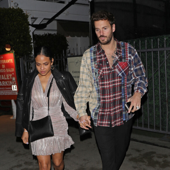 Exclusif - Matt Pokora (M. Pokora) et sa femme Christina Milian ont dîné avec Tony Parker au restaurant Giorgio Baldi à Santa Monica le 9 janvier 2021.