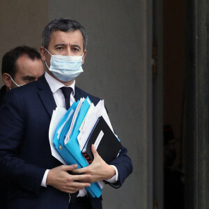 Gérald Darmanin, ministre de l'Intérieur à la sortie du conseil des ministres, le 26 janvier 2022, au palais de l'Elysée, à Paris