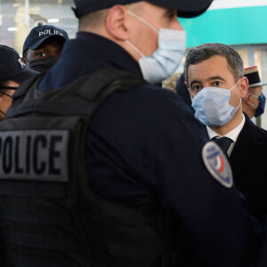 Le ministre de l'Intérieur, Gérald Darmanin, à la gare de Chessy, le 13 janvier 2022.