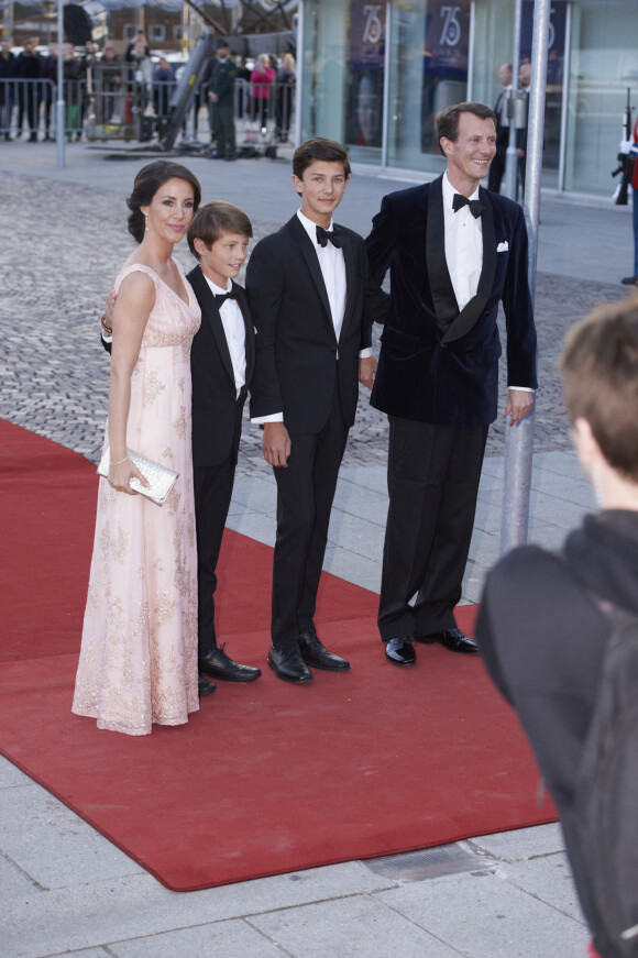 La princesse Marie, le prince Felix le prince Nicolai et le prince Joachim - Soirée de gala à l'occasion du 75ème anniversaire de la reine Margrethe II de Danemark à Aarhus le 8 avril 2015.