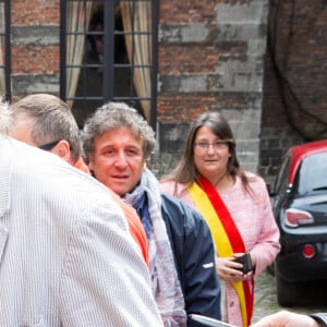 Exclusif - Gérard Depardieu arrive au théâtre Royal lors de sa tournée "Depardieu chante Barbara" à Mons en Belgique le 6 avril 2019. 