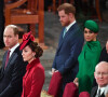 Le prince William, duc de Cambridge, et Catherine (Kate) Middleton, duchesse de Cambridge, Le prince Harry, duc de Sussex, Meghan Markle, duchesse de Sussex - lors de la cérémonie du Commonwealth en l'abbaye de Westminster à Londres le 9 mars 2020. 