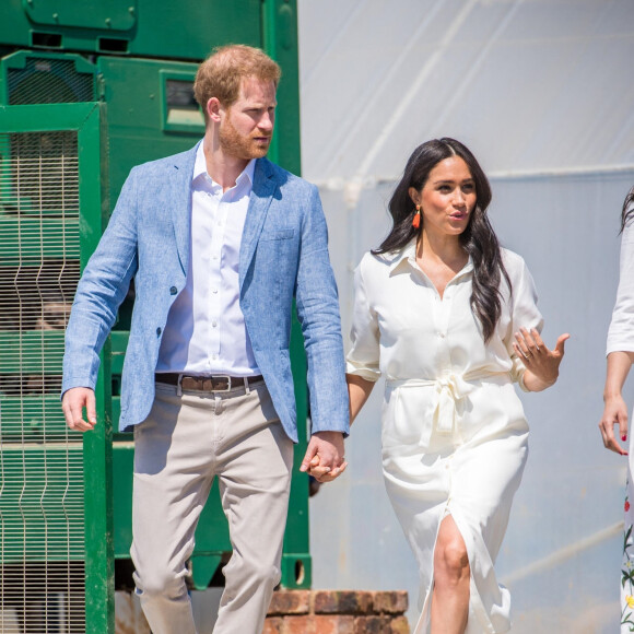 Le prince Harry, duc de Sussex, et Meghan Markle, duchesse de Sussex, visite l'association "Yes" (Youth Employment Service) qui oeuvre pour résoudre le problème du chômage des jeunes en Afrique du Sud. Johannesburg, le 2 octobre 2019. 