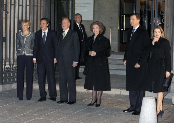 Letizia d'Espagne lors d'une cérémonie en l'honneur de la présidence espagnole de l'Union Européenne. Madrid le 8 janvier 2010.