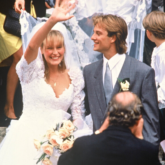 Archives- Mariage de David Hallyday et Estelle Lefébure, le 15 septembre 1989.