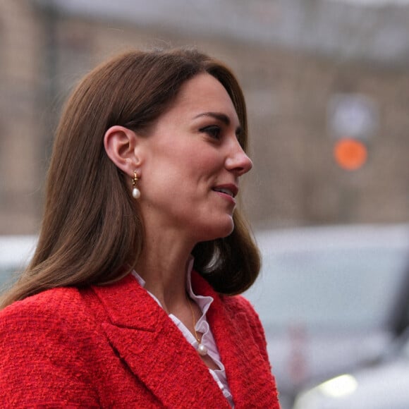 Catherine (Kate) Middleton, duchesse de Cambridge, arrive pour visiter le programme de santé mentale infantile à l'Université de Copenhague, Danemark, le 22 février 2022. 