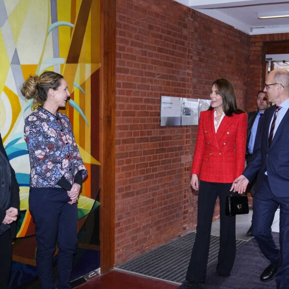 Catherine (Kate) Middleton, duchesse de Cambridge, arrive pour visiter le programme de santé mentale infantile à l'Université de Copenhague, Danemark, le 22 février 2022. 