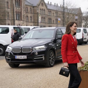 Catherine (Kate) Middleton, duchesse de Cambridge, arrive pour visiter le programme de santé mentale infantile à l'Université de Copenhague, Danemark, le 22 février 2022. 