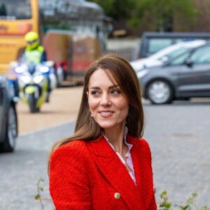 Catherine (Kate) Middleton, duchesse de Cambridge, arrive pour visiter le programme de santé mentale infantile à l'Université de Copenhague, Danemark, le 22 février 2022. 