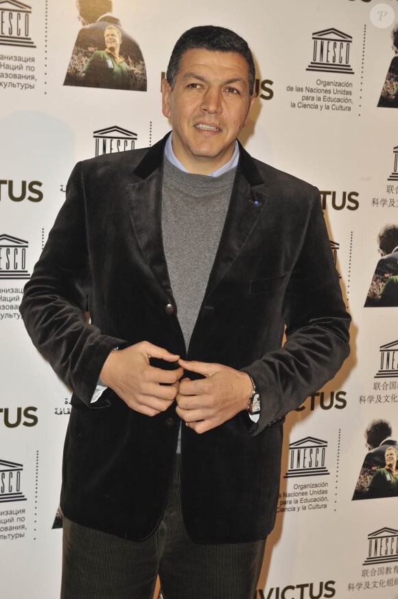 Abdelatif Benazzi, à l'occasion de l'avant-première d'Invictus, qui s'est tenue au siège de l'Unesco, à Paris, le 11 janvier 2010.
