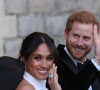 Meghan Markle a porté la bague aigue-marine de Lady Diana pour la réception de son mariage avec le prince Harry, le 19 mai 2018.