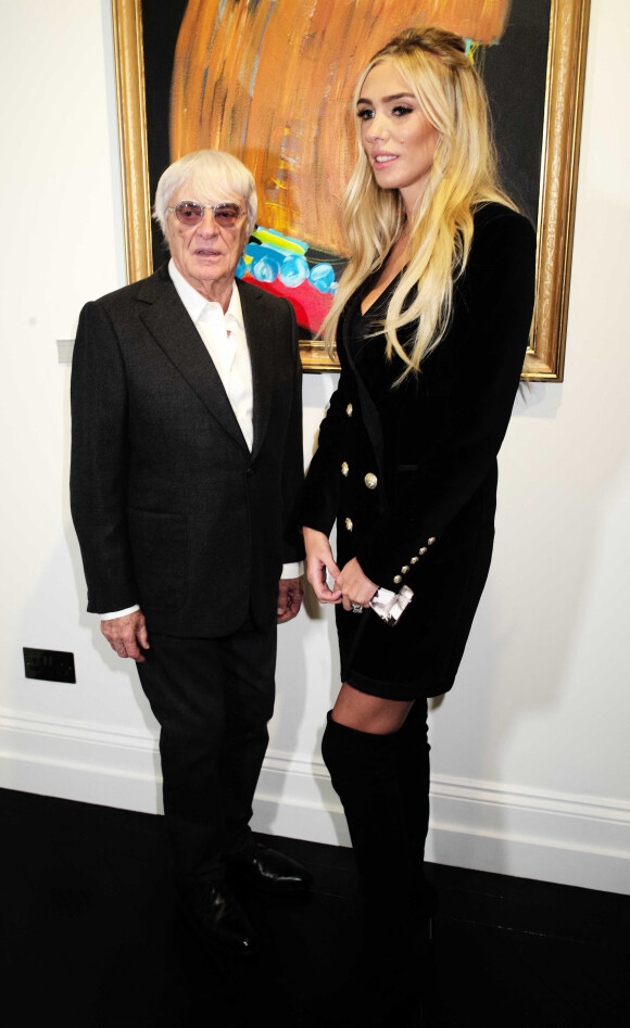 Bernie Ecclestone et sa fille Petra à l'inauguration de la galerie d'art Maddox dans le quartier de Mayfair à Londres, le 3 décembre 2015.