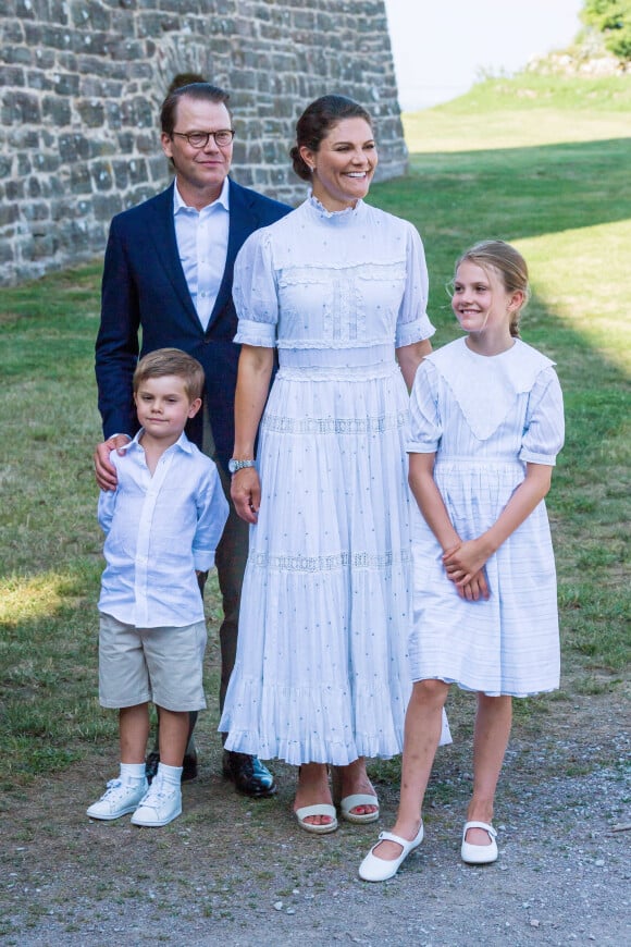 La princesse Victoria, le prince Daniel, la princesse Estelle, le prince Oscar - La famille royale de Suède célèbre le 44 ème anniversaire de la princesse Victoria lors d'un concert au château de Borgholm sur l'île d'Oland, le 14 juillet 2021.