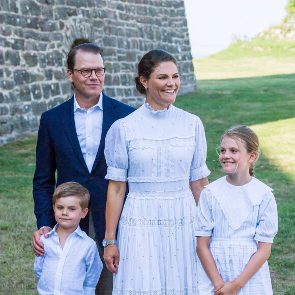 La princesse Victoria, le prince Daniel, la princesse Estelle, le prince Oscar - La famille royale de Suède célèbre le 44 ème anniversaire de la princesse Victoria lors d'un concert au château de Borgholm sur l'île d'Oland, le 14 juillet 2021.