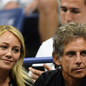 Christine Taylor, son mari Ben Stiller lors du neuvième jour de l'US Open 2016 au USTA Billie Jean King National Tennis Center à Flushing Meadow, New York City, New York, Etats-Unis, le 6 septembre 2016. 
