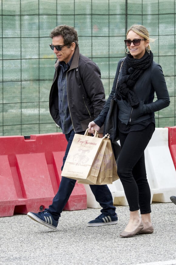 Exclusif - Ben Stiller arrive en famille avec sa femme Christine Taylor et ses enfants Quinlan et Ella à Venise en Italie le 29 mars 2015. 