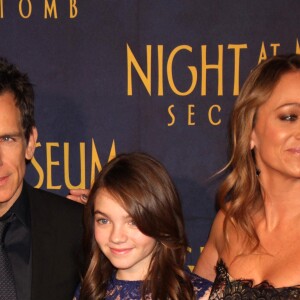 Ben Stiller, sa fille Ella et sa femme Christine Taylor - Première du film "Une Nuit au Musée : le secret des Pharaons" à New York le 11 décembre 2014