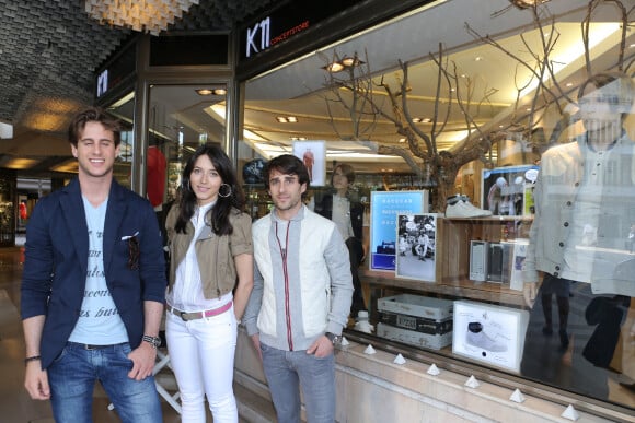 Exclusif - Sacha Prost, Delphine Prost et Nicolas Prost lors du lancement de la marque 8Js de Delphine et Sacha Prost en partenariat avec le concept store K11, d'Alexandra Smet, à Monaco, le 9 mai 2014.