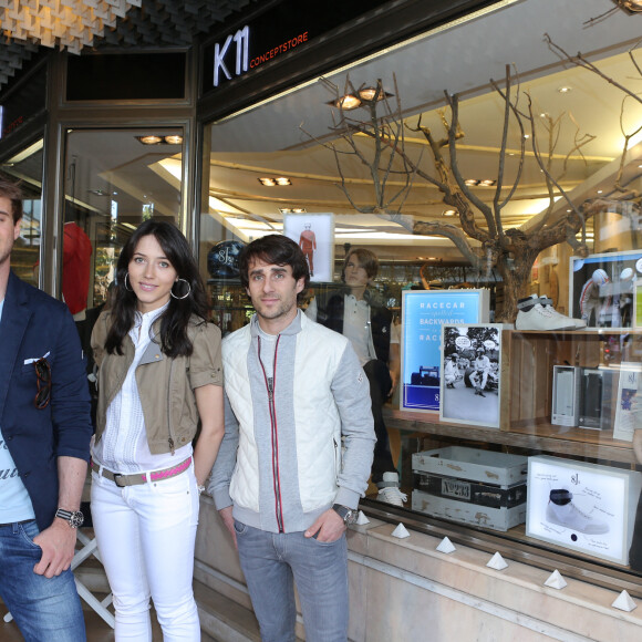 Exclusif - Sacha Prost, Delphine Prost et Nicolas Prost lors du lancement de la marque 8Js de Delphine et Sacha Prost en partenariat avec le concept store K11, d'Alexandra Smet, à Monaco, le 9 mai 2014.