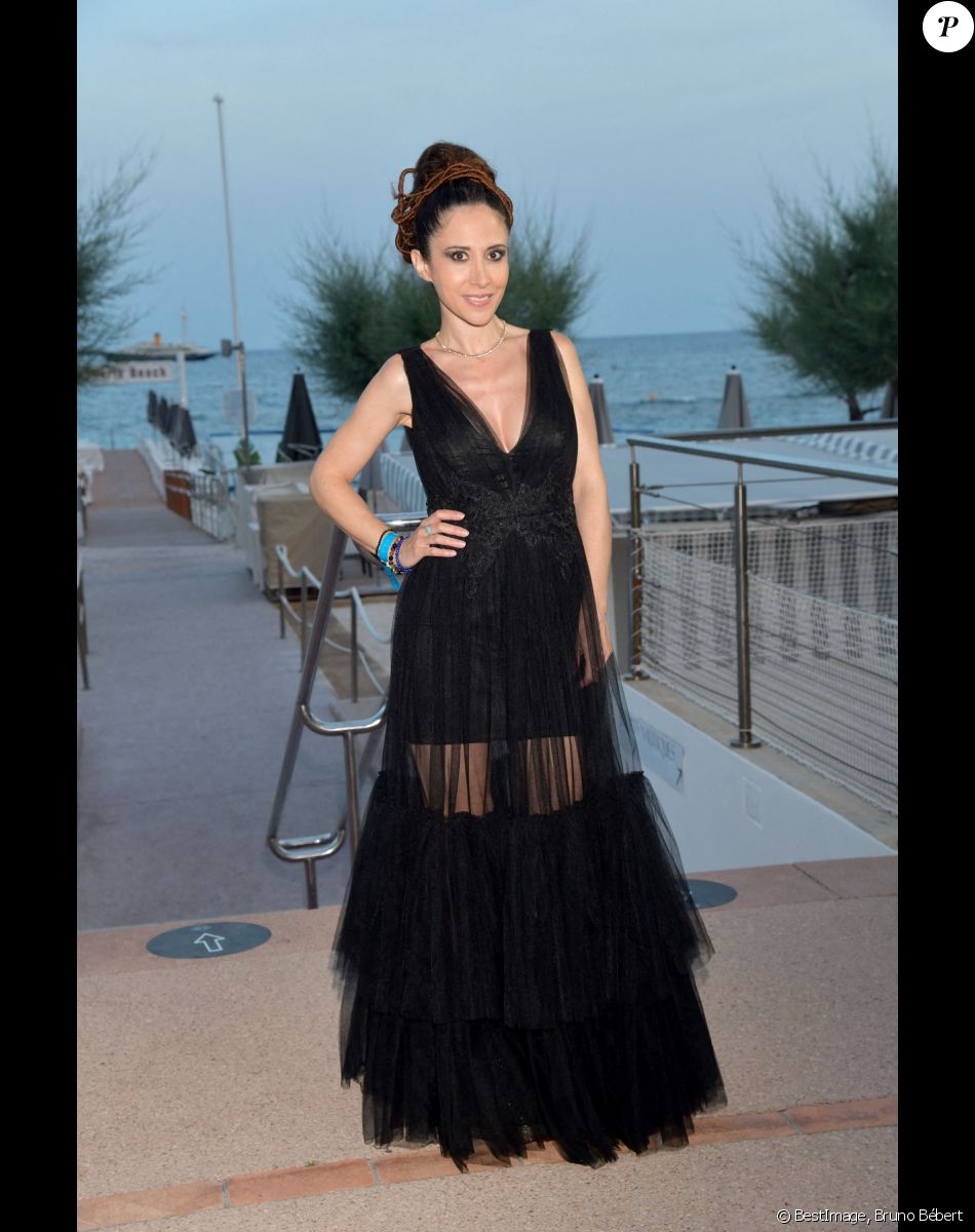 Fabienne Carat (longue robe en tulle noir Christophe Guillarmé, collier Helena Joy Paris) durant l'After Party au Monte Carlo Beach après la soirée d'ouverture du 60eme Festival de Télévision de Monte-Carlo à Roquebrune Cap Martin, le 18 juin 2021. © Bruno Bébert/Bestimage