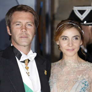 Le prince Emmanuel Philibert de Savoie et la princesse Clotilde de Savoie (Clotilde Courau) - Arrivee des invites au diner de gala organise au Palais Grand-Ducal, a l'occasion du mariage du prince Guillaume de Luxembourg et la comtesse Stephanie de Lannoy a Luxembourg, le 19 octobre 2012.