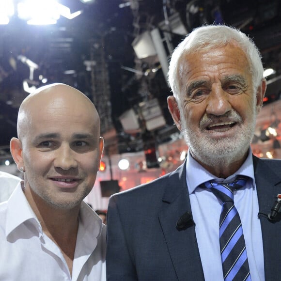 Rachid Ferrache, Jean-Paul Belmondo - Enregistrement de l'emission "Vivement Dimanche" a Paris le 10 avril 2013 qui sera diffusee le 14 avril. © Coadic Guirec / Bestimage