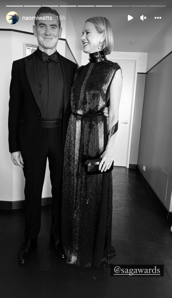 Naomi Watts et Billy Cudrup en route pour les SAG Awards à Santa Monica, le 27 février 2022.