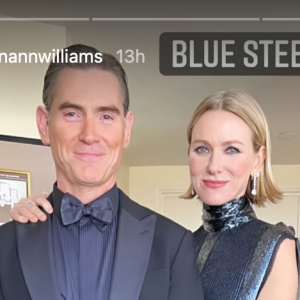 Naomi Watts et Billy Cudrup, photographiés par Jeanann Williams (styliste de Naomi Watts) avant les SAG Awards. Santa Monica, le 27 février 2022.