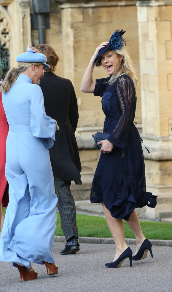 Chelsy Davy - Arrivées des invités au mariage de la princesse Eugenie d'York et de Jack Brooksbnak à la chapelle Saint George de Windsor le 12 octobre 2018.