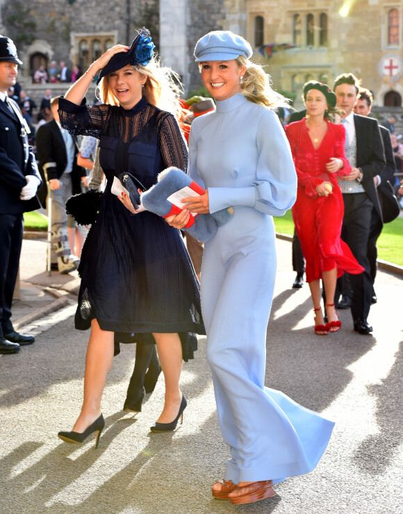 Chelsy Davy - Les invités arrivent à la chapelle St. George pour le mariage de la princesse Eugenie d'York et Jack Brooksbank au château de Windsor, Royaume Uni, le 12 octobre 2018.