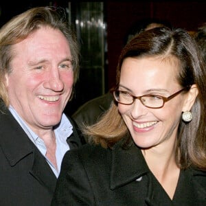 Carole Bouquet et Gérard Depardieu a l'avant premiere du film ' 36 quai des Orfevres ' au cinema Pathe Wepler.
