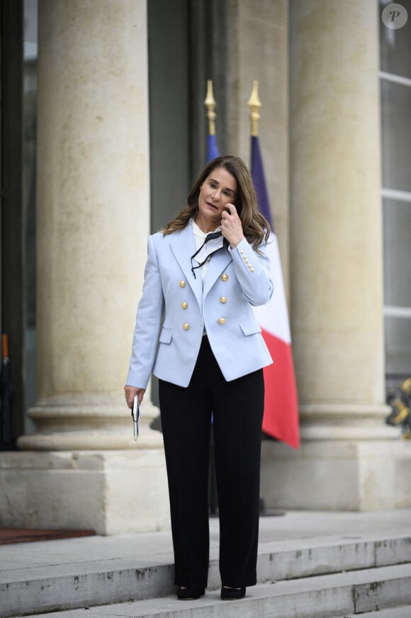 Melinda Gates arrive à l'Elysée pour une réunion avec le President Français à Paris le 1er juillet 2021. Photo By Eliot Blondet / ABACAPRESS.COM