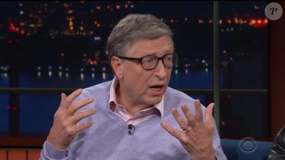 Bill Gates apparaît dans l'émission "The Late Show" avec sa femme Melinda à Los Angeles le 13 février 2019 