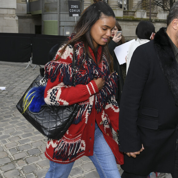 Jean Roch et sa femme Anaïs Monory - Arrivées au défilé de mode prêt-à-porter automne-hiver 2017/2018 "Moncler" au Grand Palais à Paris. Le 7 mars 2017 © Pierre Perusseau / Bestimage