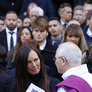 Nathalie Marquay - La famille de Jean-Pierre Pernaut à la sortie de des obsèques en la Basilique Sainte-Clotilde à Paris le 9 mars 2022. © Cyril Moreau/Bestimage
