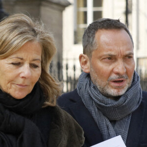 Claire Chazal- Sorties des obsèques de Jean-Pierre Pernaut en la Basilique Sainte-Clotilde à Paris le 9 mars 2022. © Christophe Clovis/Bestimage