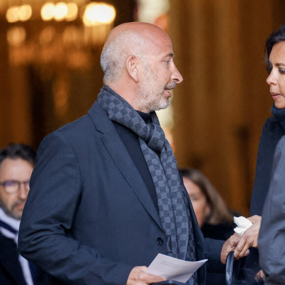 Karine Le Marchand - Sorties des obsèques de Jean-Pierre Pernaut en la Basilique Sainte-Clotilde à Paris le 9 mars 2022. © Cyril Moreau/Bestimage