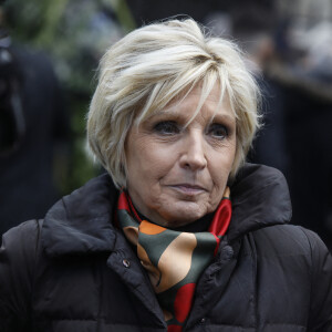 Evelyne Dheliat - Sorties des obsèques de Jean-Pierre Pernaut en la Basilique Sainte-Clotilde à Paris, France, le 9 mars 2022. © Denis Guignebourg/BestImage