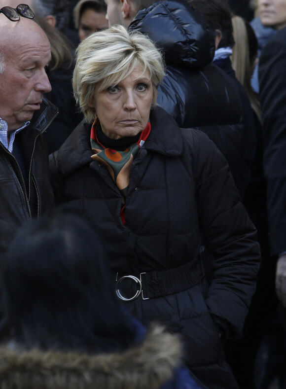 Evelyne Dheliat - Sorties des obsèques de Jean-Pierre Pernaut en la Basilique Sainte-Clotilde à Paris, France, le 9 mars 2022. © Denis Guignebourg/BestImage