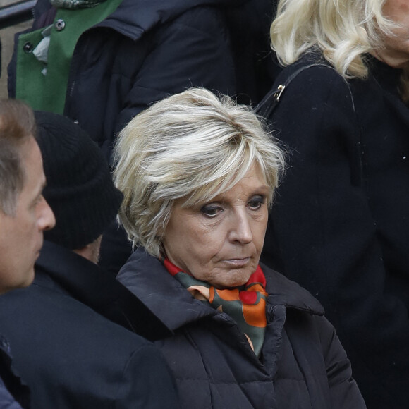 Evelyne Dheliat - Sorties des obsèques de Jean-Pierre Pernaut en la Basilique Sainte-Clotilde à Paris, France, le 9 mars 2022. © Denis Guignebourg/BestImage