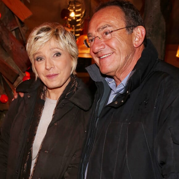 Evelyne Dheliat et Jean-Pierre Pernaut inaugurent le village de noel des Champs Elysees a Paris.