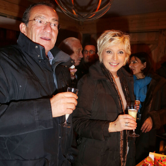 Evelyne Dheliat et Jean-Pierre Pernaut inaugurent le village de noel des Champs Elysees a Paris, le 20 novembre 2013.