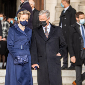 La reine Mathilde, le roi Philippe de Belgique - Célébration eucharistique annuelle à la mémoire des membres décédés de la famille royale de Belgique à l'église Onze-Lieve-Vrouw de Laeken en Belgique le 17 février 2022.