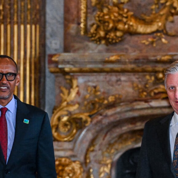 Le roi Philippe de Belgique reçoit en audience le président de la République du Rwanda, Paul Kagame au Palais de Bruxelles, Belgique, le 17 février 2022. © Frederic Andrieu/Bestimage