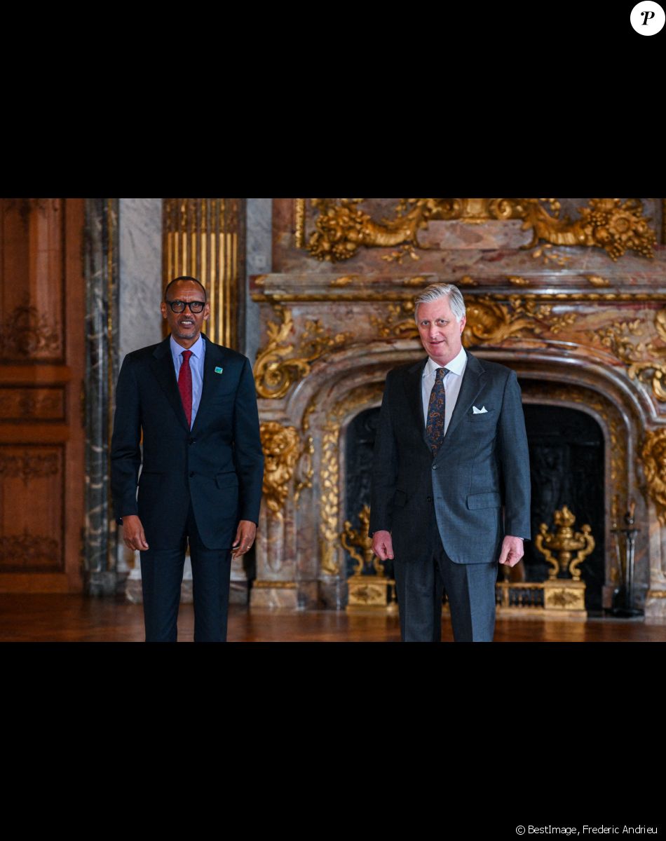 Le roi Philippe de Belgique reçoit en audience le président de la République du Rwanda, Paul Kagame au Palais de Bruxelles, Belgique, le 17 février 2022. © Frederic Andrieu/Bestimage