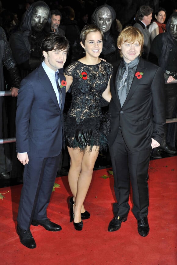 Daniel Radcliffe, Emma Watson et Rupert Grint à la première du film "Harry Potter et les Reliques de la mort" à Londres en 2010.