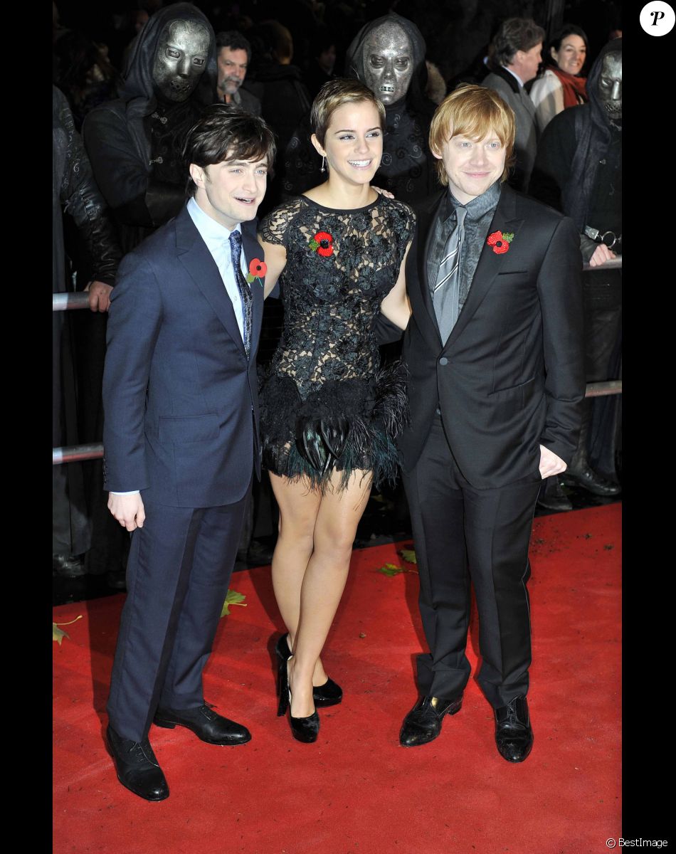 Daniel Radcliffe, Emma Watson et Rupert Grint à la première du film "Harry Potter et les Reliques de la mort" à Londres en 2010.