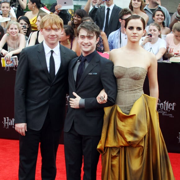 Rupert Grint, Daniel Radcliffe et Emma Watson à la première d'Harry Potter et les reliques de la mort - Partie 2 à New York.